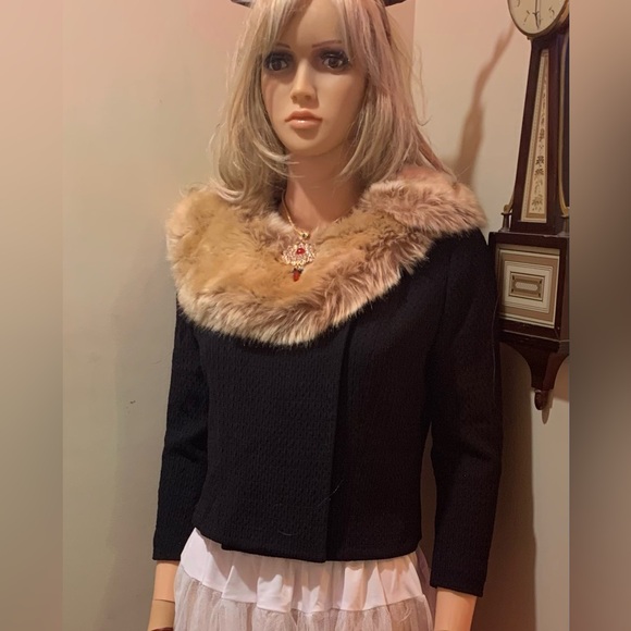 💋🔥NWT Vintage Tracy Reese New York Faux Fur Jacket Top 4 - Picture 1 of 16